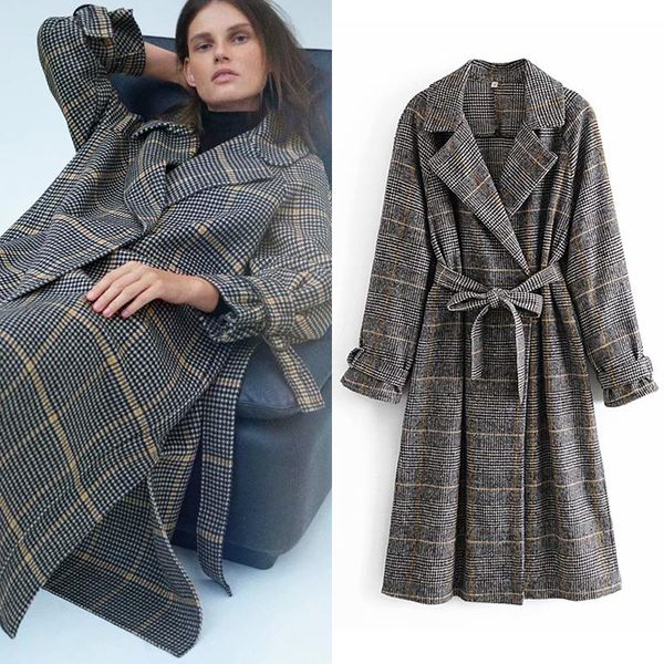 women's wool & blends women elegant autumn winter overcoat turn down collar plaid woolen coat with belt cardigan loose plus size outwea, Black
women's wool & blends women elegant autumn winter overcoat turn down collar plaid woolen coat with belt cardigan loose plus size outwea, Black