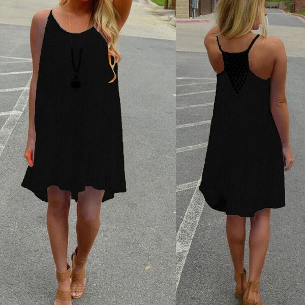 fashion spaghetti strap back howllow womens dress out summer chiffon beach short casual loose boho retro sundress vestidos, Black;gray
fashion spaghetti strap back howllow womens dress out summer chiffon beach short casual loose boho retro sundress vestidos, Black;gray
