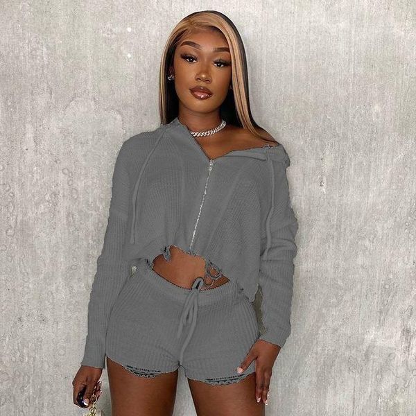 women's tracksuits rmsfe 2021 ladies autumn and winter long sleeve sweater hat zipper casual fashion solid color shorts two piece set, Gray
women's tracksuits rmsfe 2021 ladies autumn and winter long sleeve sweater hat zipper casual fashion solid color shorts two piece set, Gray