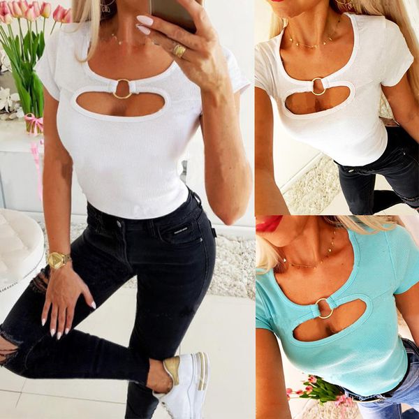 2020 fashion round neck solid color hollow out short sleeve women blouse summer shirt women x0521, White
2020 fashion round neck solid color hollow out short sleeve women blouse summer shirt women x0521, White