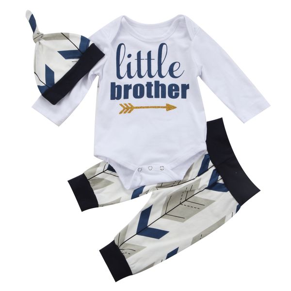 little brother long sleeve bodysuit + pant + hat 3pcs set for baby boy autumn outfit clothes, White
little brother long sleeve bodysuit + pant + hat 3pcs set for baby boy autumn outfit clothes, White