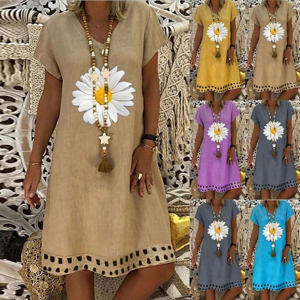 womens dress women casual summer dresses plus size daisy printed short sleeves v neck vestidos roupa feminina, Black;gray
womens dress women casual summer dresses plus size daisy printed short sleeves v neck vestidos roupa feminina, Black;gray