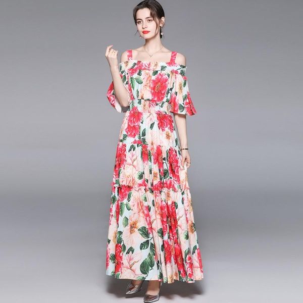 casual dresses 2021 summer designer elegant maxi dress women's off shoulder elastic waist floral print boho holiday party long, Black;gray
casual dresses 2021 summer designer elegant maxi dress women's off shoulder elastic waist floral print boho holiday party long, Black;gray