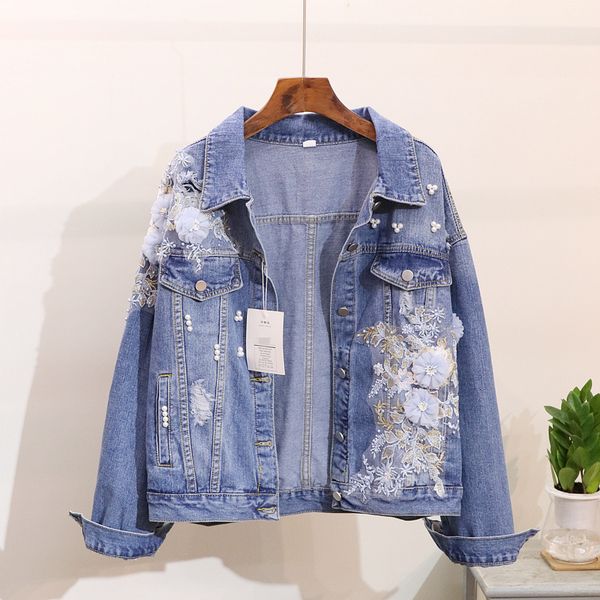jacket spring autumn jeans jacket coat woman heavy stereo pink flower embroidery hole denim jackets big size student ladies basic coats, Black;brown
jacket spring autumn jeans jacket coat woman heavy stereo pink flower embroidery hole denim jackets big size student ladies basic coats, Black;brown