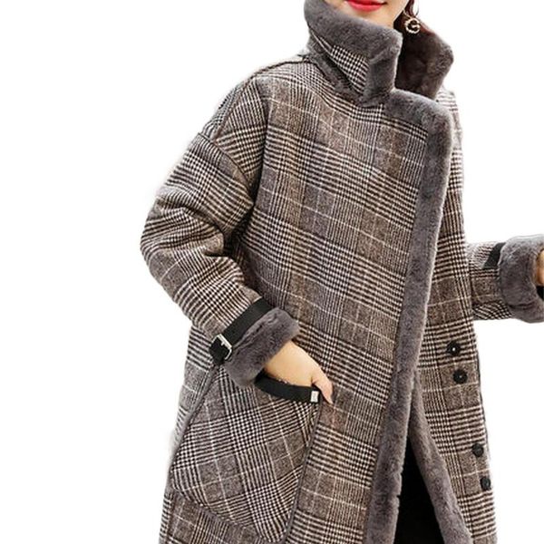women's wool & blends elegant plaid blend coat spring winter overcoat women patchwork covered warm woolen manteau femme, Black
women's wool & blends elegant plaid blend coat spring winter overcoat women patchwork covered warm woolen manteau femme, Black