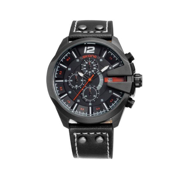 wristwatches listing fashion luxury men sports watch leather strap waterproof quartz military relogio masculino, Slivery;brown