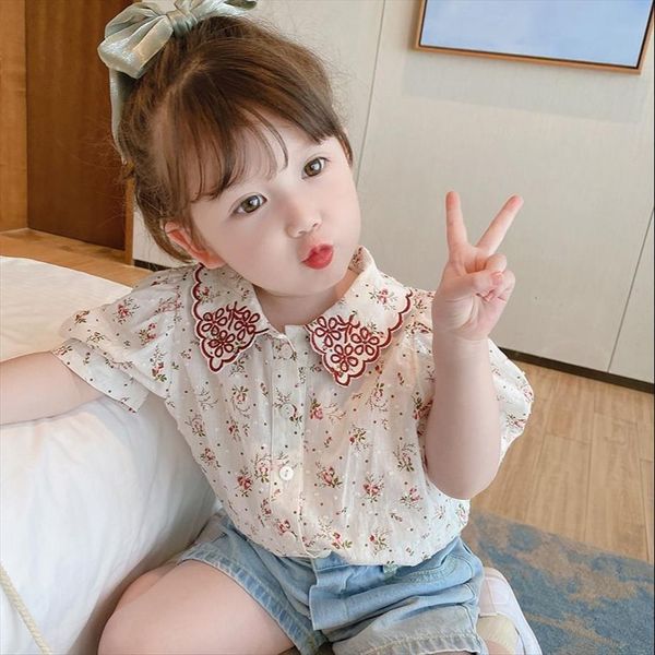 2 7 years baby girls sloral shirt cotton blouse for short sleeve clothes summer pink white vintage, White;black
2 7 years baby girls sloral shirt cotton blouse for short sleeve clothes summer pink white vintage, White;black