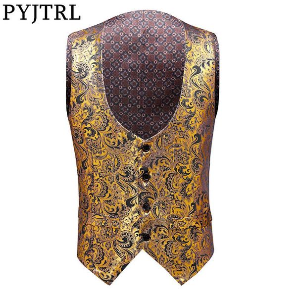 men's vests pyjtrl mens plus size fashion floral pattern gold print waistcoat men gilet homme stage singers costume wedding groom vest, Black;white
men's vests pyjtrl mens plus size fashion floral pattern gold print waistcoat men gilet homme stage singers costume wedding groom vest, Black;white