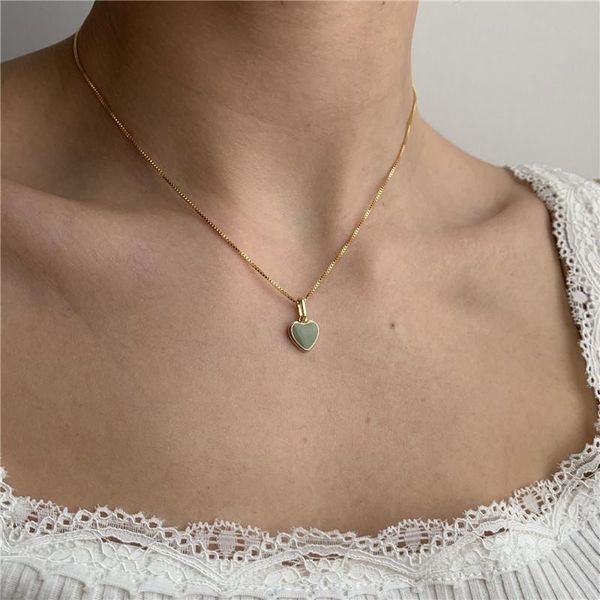 chains simple red green heart pendant necklace for women girl metal gold color charming chain choker necklaces collares, Silver
chains simple red green heart pendant necklace for women girl metal gold color charming chain choker necklaces collares, Silver