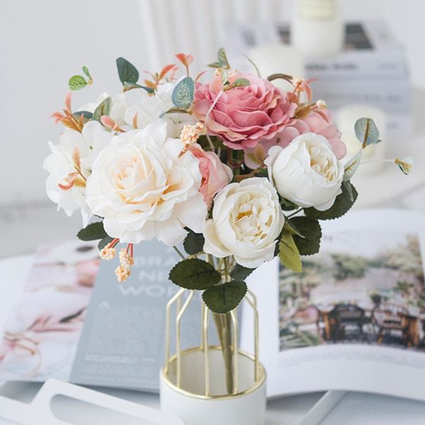 decorative flowers & wreaths 1 bundle artificial white silk roses vintage bride bouquet for home decor christmas wedding fake plants
decorative flowers & wreaths 1 bundle artificial white silk roses vintage bride bouquet for home decor christmas wedding fake plants