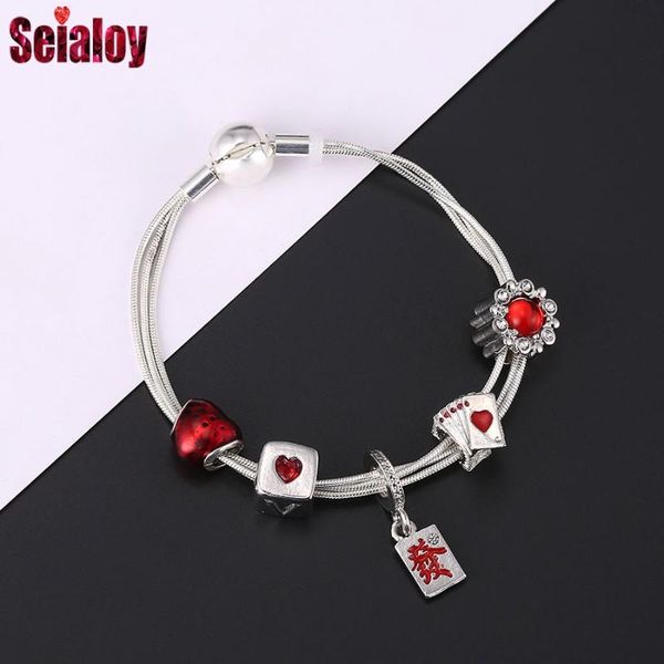 charm bracelets seialoy multi snake chain for women original red mahjong get rich pendant love poker beaded silver color, Golden;silver
charm bracelets seialoy multi snake chain for women original red mahjong get rich pendant love poker beaded silver color, Golden;silver