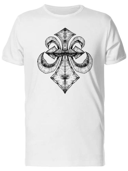 hand drawing of a lotus flower men's tee -image by shutterstock, White;black