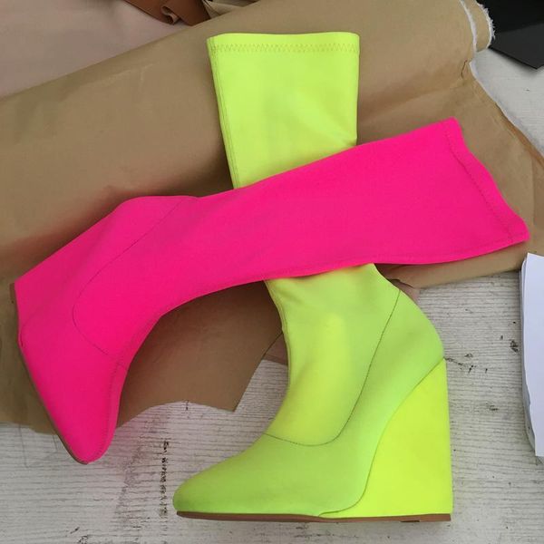 boots women round toe high heels wedge knee autumn winter shoes full zipper fashion party wear elastic, Black
boots women round toe high heels wedge knee autumn winter shoes full zipper fashion party wear elastic, Black