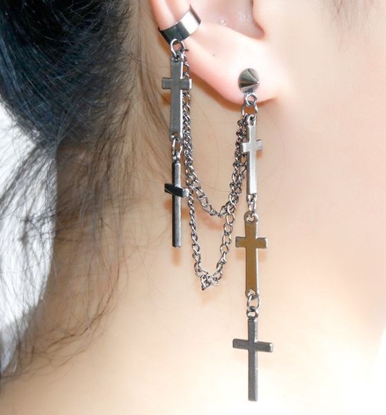 tassel chandelier european and american earrings personality punk cross clasps ear clip earnails simple, Silver
tassel chandelier european and american earrings personality punk cross clasps ear clip earnails simple, Silver
