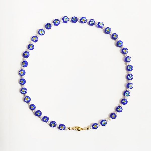 bohemian blue flower pattern bead necklace white imitation pearl mix and match design choker jewelry gift for women wholesale chokers, Golden;silver
bohemian blue flower pattern bead necklace white imitation pearl mix and match design choker jewelry gift for women wholesale chokers, Golden;silver