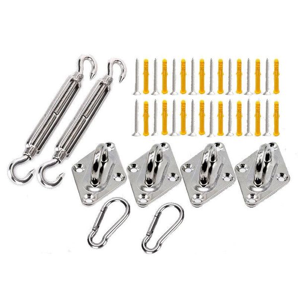 shade 40pcs/set sun sail canopy accessory 304 stainless steel hardware kit turnbuckle pad eye carabiner clip hook screws silver
shade 40pcs/set sun sail canopy accessory 304 stainless steel hardware kit turnbuckle pad eye carabiner clip hook screws silver