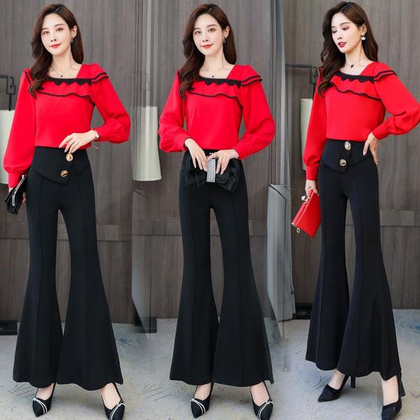 women's two piece pants office lady suits 2021 spring women long sleeve shirt blouse+flare trousers 2 set, White
women's two piece pants office lady suits 2021 spring women long sleeve shirt blouse+flare trousers 2 set, White