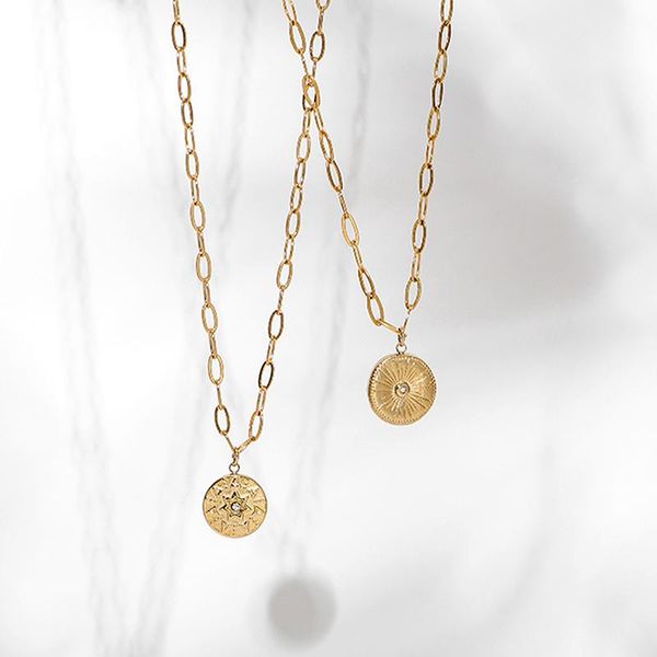 compass coin pendant necklace for women stainless steel cz star sun disc minimalism dainty clavicle vintage necklaces, Silver
compass coin pendant necklace for women stainless steel cz star sun disc minimalism dainty clavicle vintage necklaces, Silver