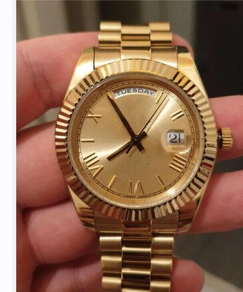 with box 18k gold president date sapphire cystal geneva mens watches automatic mechanical movement male luxury watch date monday to sunday d, Slivery;brown
with box 18k gold president date sapphire cystal geneva mens watches automatic mechanical movement male luxury watch date monday to sunday d, Slivery;brown