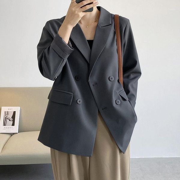 women's suits & blazers korean women blue loose long sleeve casual notched collar double-breasted suit jacket female outwear spring aut, White;black
women's suits & blazers korean women blue loose long sleeve casual notched collar double-breasted suit jacket female outwear spring aut, White;black