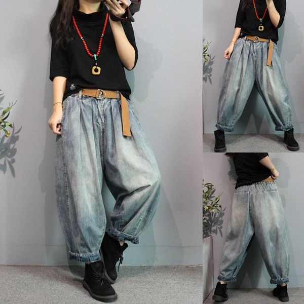 women's jeans 2021 spring literary all-match denim bloomers women retro elastic waist plus size thin and fat mm old pants, Blue
women's jeans 2021 spring literary all-match denim bloomers women retro elastic waist plus size thin and fat mm old pants, Blue