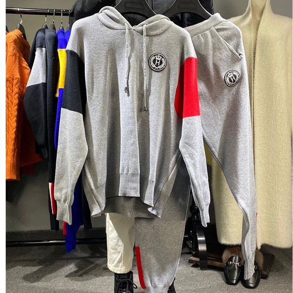 women's tracksuits yiciya knitted suit v-neck sweater women korean jogging two-piece set winter tracksuit female y2k pants met, Gray