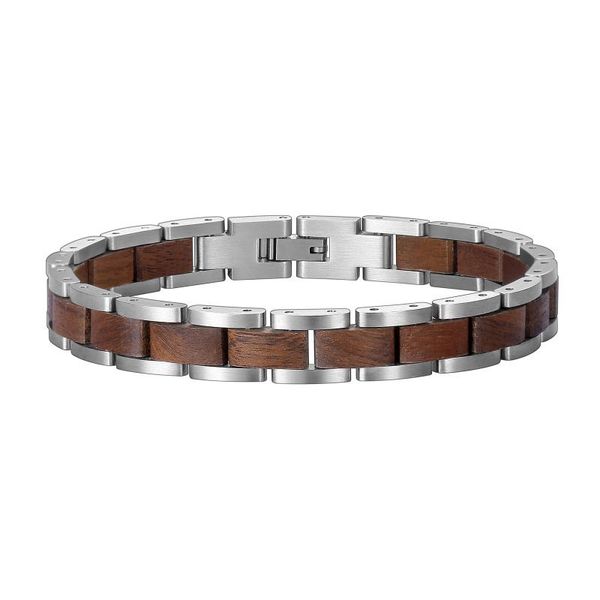 link, chain custom father's mother's birthday day gift christmas private label solid stainless steel wooden bracelet, Black
link, chain custom father's mother's birthday day gift christmas private label solid stainless steel wooden bracelet, Black