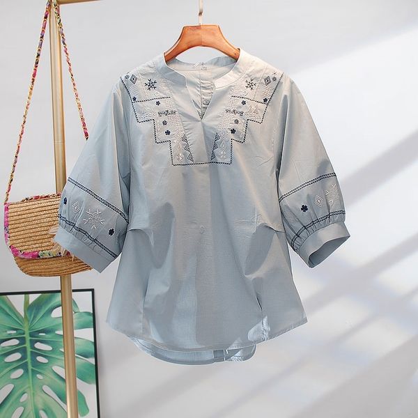 vanovich three quarter sleeve shirts women embroidered v-neck summer cotton ladies korean style clothing 210615, White
vanovich three quarter sleeve shirts women embroidered v-neck summer cotton ladies korean style clothing 210615, White