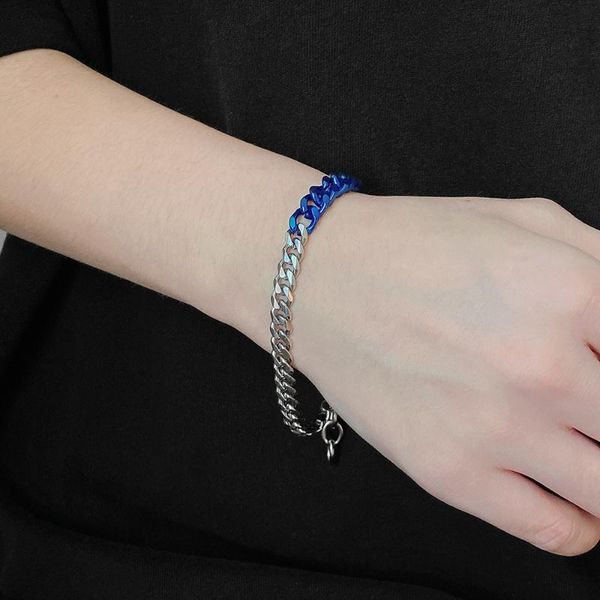 link, chain two-color stitching blue chains bracelet lovers punk fashion trend simple wild bangle jewelry for women gift, Black
link, chain two-color stitching blue chains bracelet lovers punk fashion trend simple wild bangle jewelry for women gift, Black