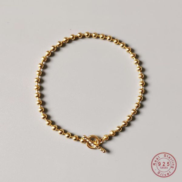 link, chain 925 sterling silver simple 18k gold round bead bracelet women light luxury temperament party wedding jewelry gift, Black
link, chain 925 sterling silver simple 18k gold round bead bracelet women light luxury temperament party wedding jewelry gift, Black