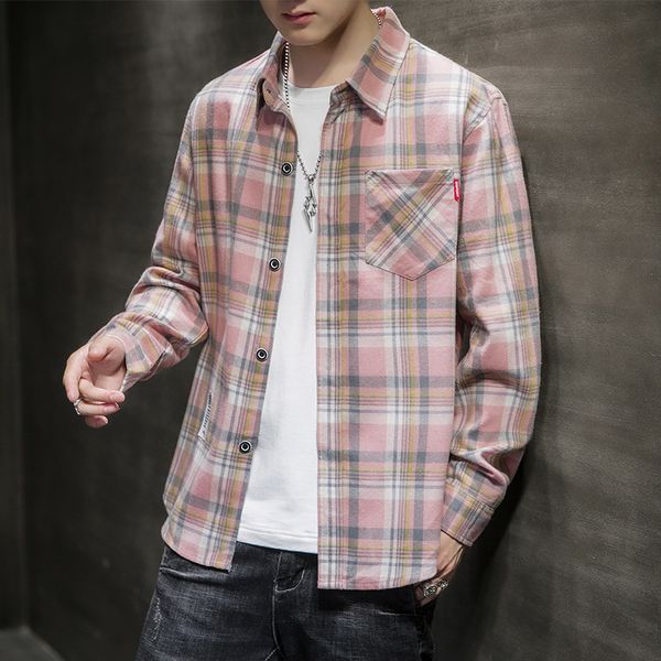 and spring autumn new korean fashion loose long sleeve shirt coat lapel casual plaid men's, White;black
and spring autumn new korean fashion loose long sleeve shirt coat lapel casual plaid men's, White;black