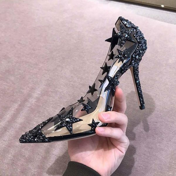 dress shoes star crystal pointed toe pumps stiletto slip on women pvc leather glitter rhinestones high heels party wedding pump, Black
dress shoes star crystal pointed toe pumps stiletto slip on women pvc leather glitter rhinestones high heels party wedding pump, Black