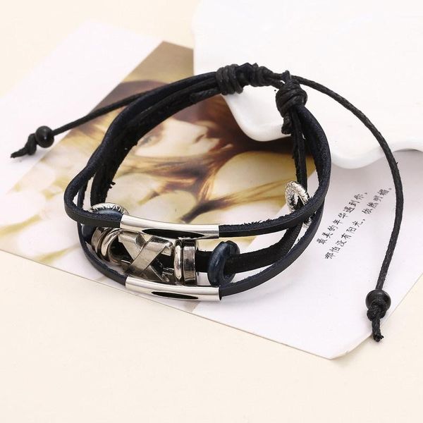 korean fashion leather rope student retro multi-layer simple men's bracelet couple personality punk bracelet, Golden;silver
korean fashion leather rope student retro multi-layer simple men's bracelet couple personality punk bracelet, Golden;silver