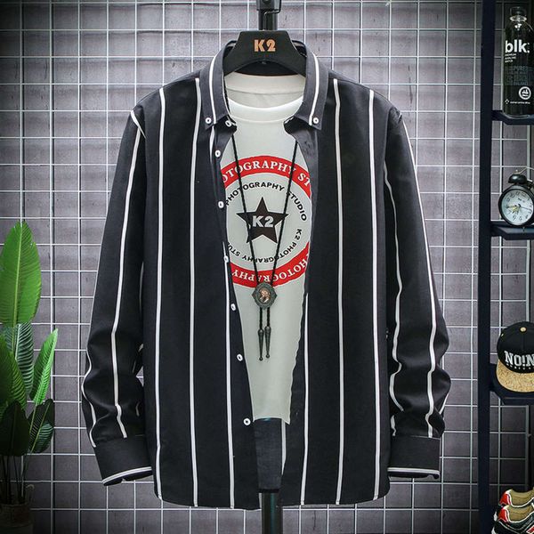 men's casual shirts shirt ruffian handsome men's vertical stripe 3 / 4 autumn thin slim fashion brand long sleeve versatile jvue s, White;black
men's casual shirts shirt ruffian handsome men's vertical stripe 3 / 4 autumn thin slim fashion brand long sleeve versatile jvue s, White;black