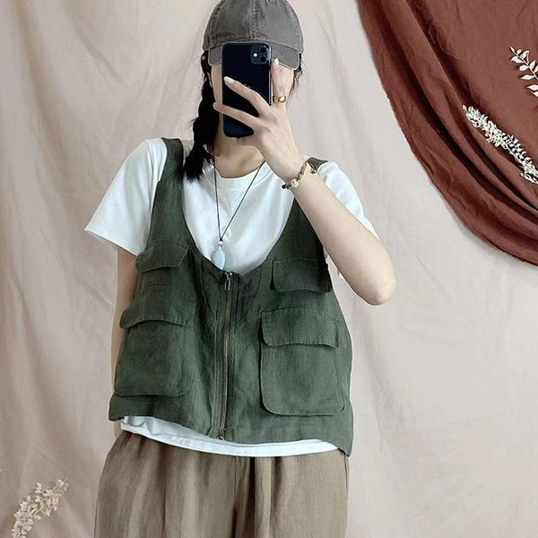 women's vests women vest 2021 summer retro casual all-match coat ladies o-neck zipper sleeveless loose, Black;white
women's vests women vest 2021 summer retro casual all-match coat ladies o-neck zipper sleeveless loose, Black;white