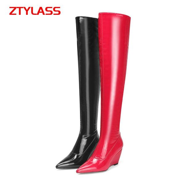 boots black red women's shoes soft patent leather over the knee women zipper wedges heel thigh autumn winter size 45
boots black red women's shoes soft patent leather over the knee women zipper wedges heel thigh autumn winter size 45