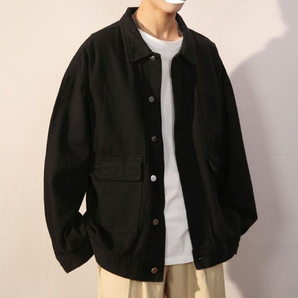men's jackets jeans mens denim spring autumn solid color big pockets male casual loose coats streetwear outwear korea japan fashion, Black;brown
men's jackets jeans mens denim spring autumn solid color big pockets male casual loose coats streetwear outwear korea japan fashion, Black;brown