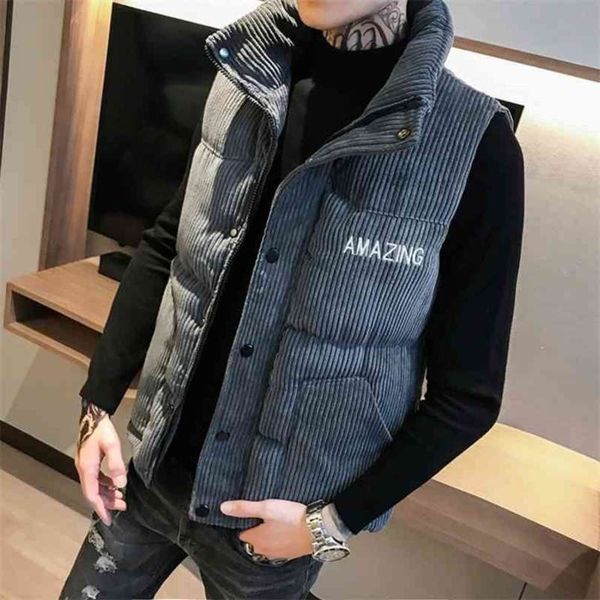 men vests with pockets jacket corduroy waistcoat winter stand-up collar sleeveless jacket men's slim youth thick 210925, Black;white
men vests with pockets jacket corduroy waistcoat winter stand-up collar sleeveless jacket men's slim youth thick 210925, Black;white