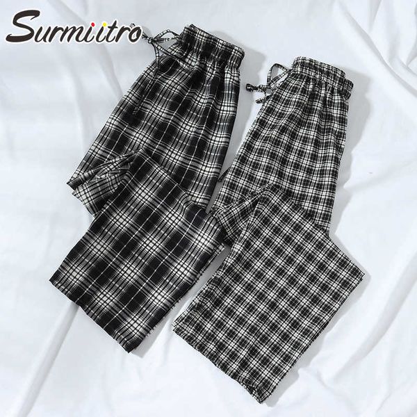 surmiitro fashion summer black white plaid wide leg pants women korean style loose ankle length high waist trousers female 210712
surmiitro fashion summer black white plaid wide leg pants women korean style loose ankle length high waist trousers female 210712