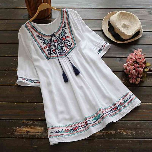 summer ethnic boho embroidery women shirt short sleeve casual plus size clothing blusas mujer de moda, White
summer ethnic boho embroidery women shirt short sleeve casual plus size clothing blusas mujer de moda, White