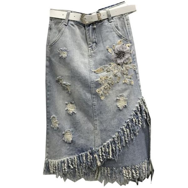 skirts irregular tassel denim skirt women summer fashion high waist hole embroidered flower beading jeans a-line, Black
skirts irregular tassel denim skirt women summer fashion high waist hole embroidered flower beading jeans a-line, Black