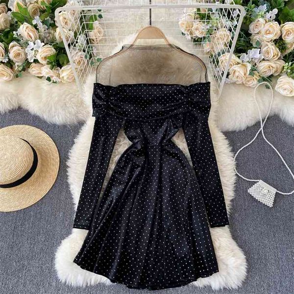 autumn winter fashion mesh stitching polka dot dress stand-up collar folds slim slimming velvet short c064 210506, Black;gray
autumn winter fashion mesh stitching polka dot dress stand-up collar folds slim slimming velvet short c064 210506, Black;gray