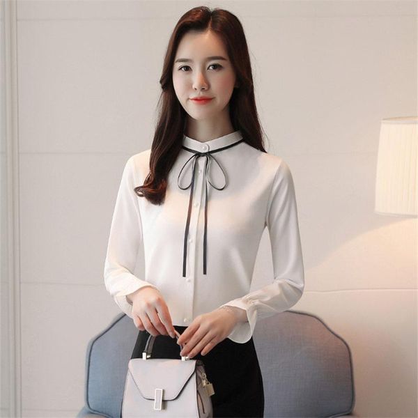 women's blouses & shirts female office chiffon blouse korea spring single breasted turn-down collar solid women blusas shirt, White
women's blouses & shirts female office chiffon blouse korea spring single breasted turn-down collar solid women blusas shirt, White