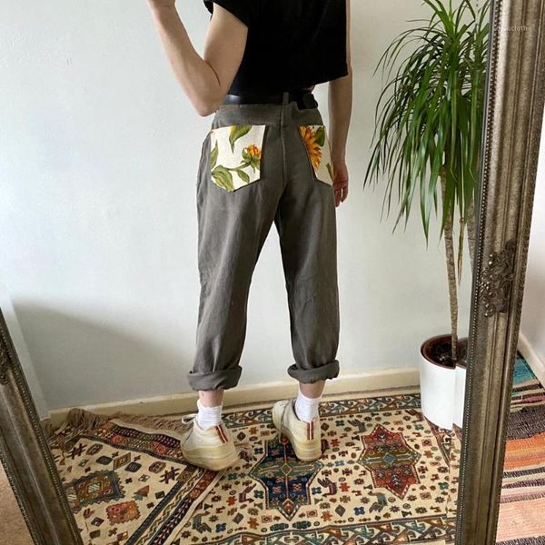 women harem gray jeans high waist daisy sunflower printed cute retro splice denim female streetwear straight ladies jean pants women's, Blue
women harem gray jeans high waist daisy sunflower printed cute retro splice denim female streetwear straight ladies jean pants women's, Blue