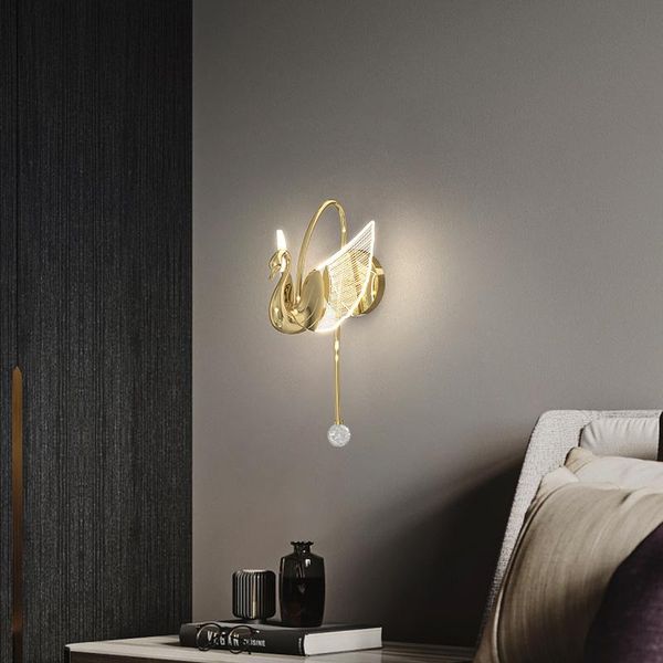 wall lamp swan bedside bedroom aisle post-modern simple and light luxury creative designer 
wall lamp swan bedside bedroom aisle post-modern simple and light luxury creative designer