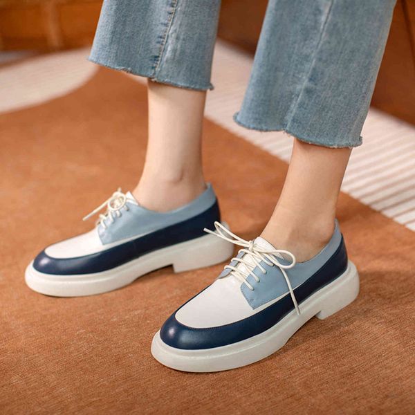 dress shoes women's natural leather flat shoes, informal round toe cross in spring 45tf, Black