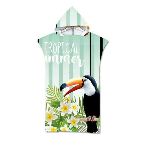 tropical plants hooded beach towels microfiber kids swimming toucan towel bath bathroom sets