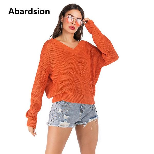 women's sweaters abardsion knitted sweater 2021 casual loose orange pullovers autumn winter warm long sleeve v neck oversized, White;black
women's sweaters abardsion knitted sweater 2021 casual loose orange pullovers autumn winter warm long sleeve v neck oversized, White;black