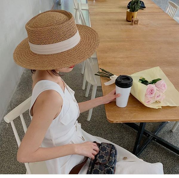 wide brim hats summer women lady outdoor casual raffia sun hat flat straw ribbon bow sunscreen casquette gorros, Blue;gray
wide brim hats summer women lady outdoor casual raffia sun hat flat straw ribbon bow sunscreen casquette gorros, Blue;gray