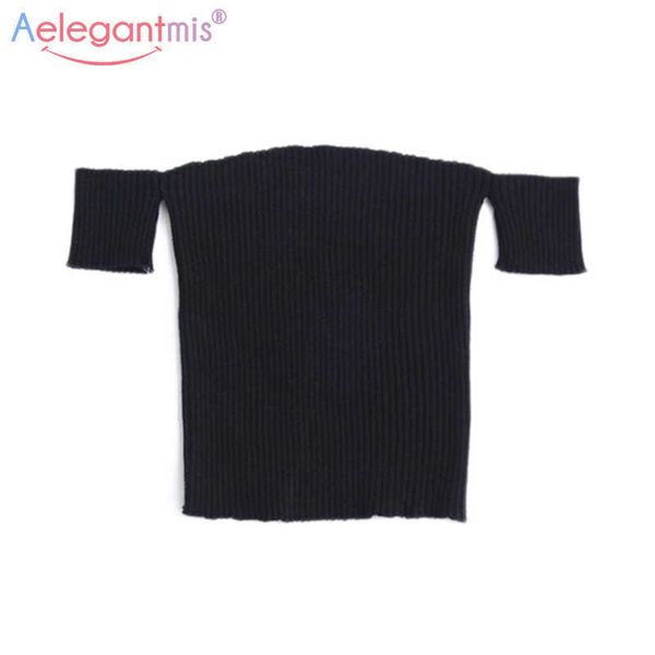 aelegantmis black knitted slash neck off shoulder crop women spring autumn fashion ribbed short tees female 210607, White
aelegantmis black knitted slash neck off shoulder crop women spring autumn fashion ribbed short tees female 210607, White